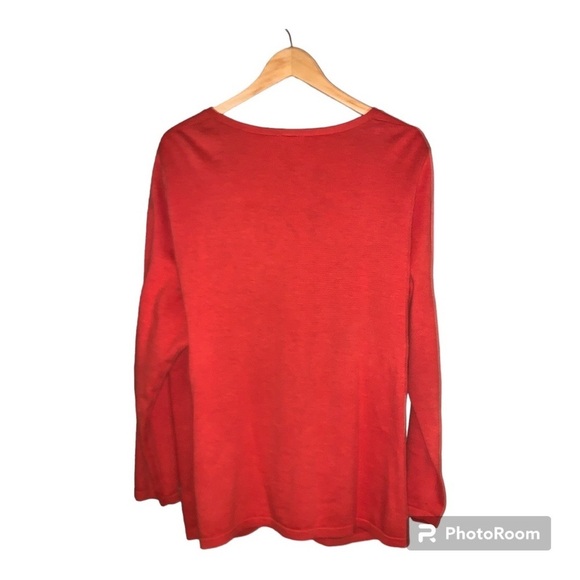 Talbots 3X women’s cable-knit sweater orange thick v neck plus size fall cotton - Picture 8 of 8